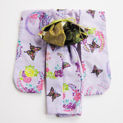 【リカちゃん用着せ替え服】和柄・蝶々柄・薄紫・振袖・帯セット・着物 5枚目の画像