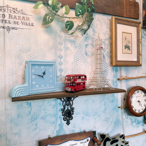 アンティーク雑貨 英国インテリア ウォールシェルフ 置き時計 ロンドン