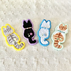 猫刺繍ブローチ/黒猫 5枚目の画像