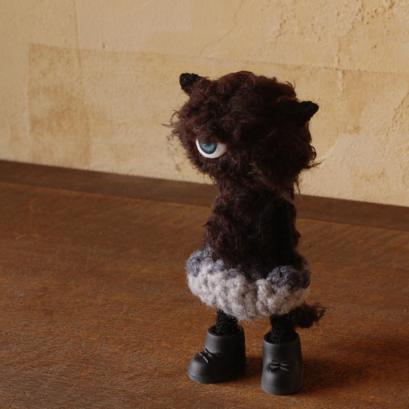 ☆一つ目猫ちゃん(黒M) あみぐるみ knit'n pot 通販 17392242