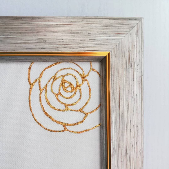 『rose』純金箔の金継ぎアート シンプル バラ 花 クラシック モダン アンティーク 癒し 2枚目の画像