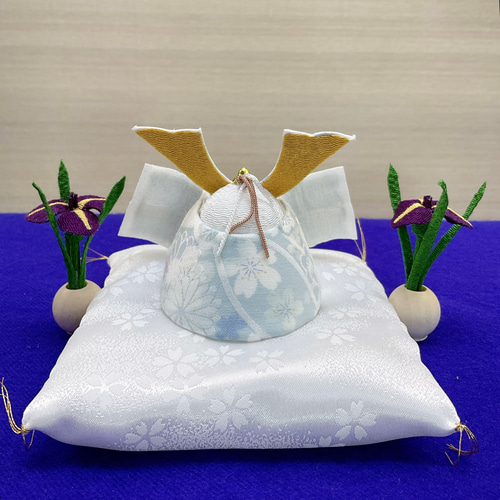 五月人形【透彩 兜飾りそら色 ＆ 花菖蒲一対 おザブ付き】ちりめん細工