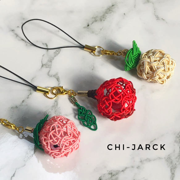 送料無料 水引 フルーツストラップ いちご りんご パイナップル 携帯