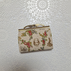 『ミニ財布』うさぎさん♡お花の　小さい財布多目的入れ　きなり 2枚目の画像