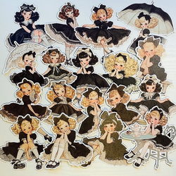 黒いドレスの女の子ダイカットＮo.322 おすそ分けファイル 手帳 日記 ラッピング　コラージュ素材 1枚目の画像