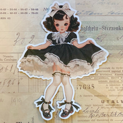黒いドレスの女の子ダイカットＮo.322 おすそ分けファイル 手帳 日記 ラッピング　コラージュ素材 2枚目の画像