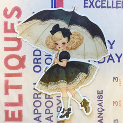 黒いドレスの女の子ダイカットＮo.322 おすそ分けファイル 手帳 日記 ラッピング　コラージュ素材 13枚目の画像