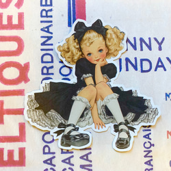 黒いドレスの女の子ダイカットＮo.322 おすそ分けファイル 手帳 日記 ラッピング　コラージュ素材 3枚目の画像