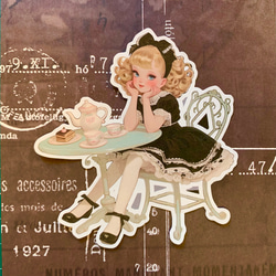 黒いドレスの女の子ダイカットＮo.322 おすそ分けファイル 手帳 日記 ラッピング　コラージュ素材 11枚目の画像