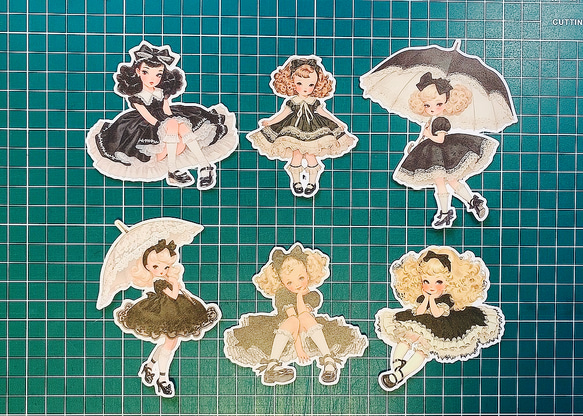 黒いドレスの女の子ダイカットＮo.322 おすそ分けファイル 手帳 日記 ラッピング　コラージュ素材 19枚目の画像