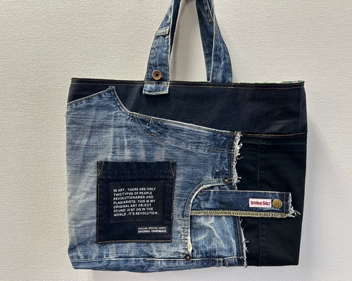 USEDデニムのリメイクバッグ大きめ((ハンドメイド)) デニム