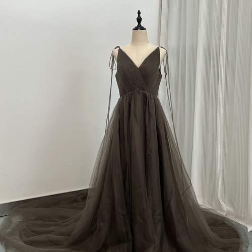 送料無料！パーティードレス キャミソール リボン バックレス カラー  