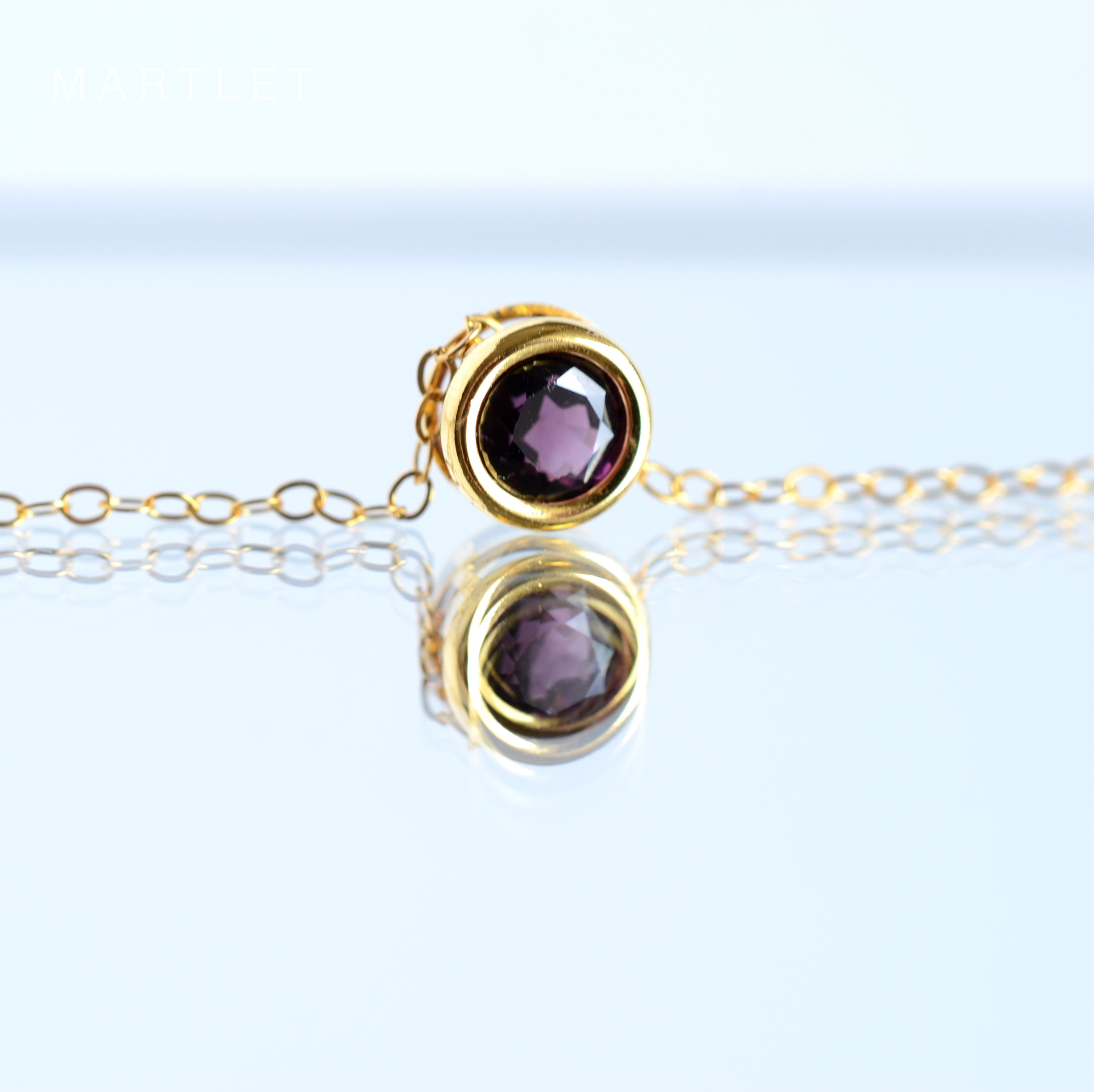 14kgf スピネル パープル/ワインカラー 6mm 天然石ネックレス/ペンダントトップ 8月誕生石 送料無料