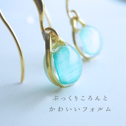 〖送料無料〗ピアス　シンプル　ミントグリーン揺れる雫　夏　透明感　ギフト　小さめ　40代　30代　プレゼント 5枚目の画像