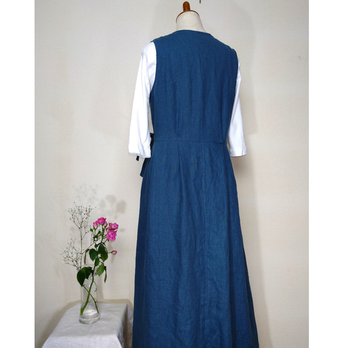 カシュクールジャンパースカート（S～Mサイズ、ブルー