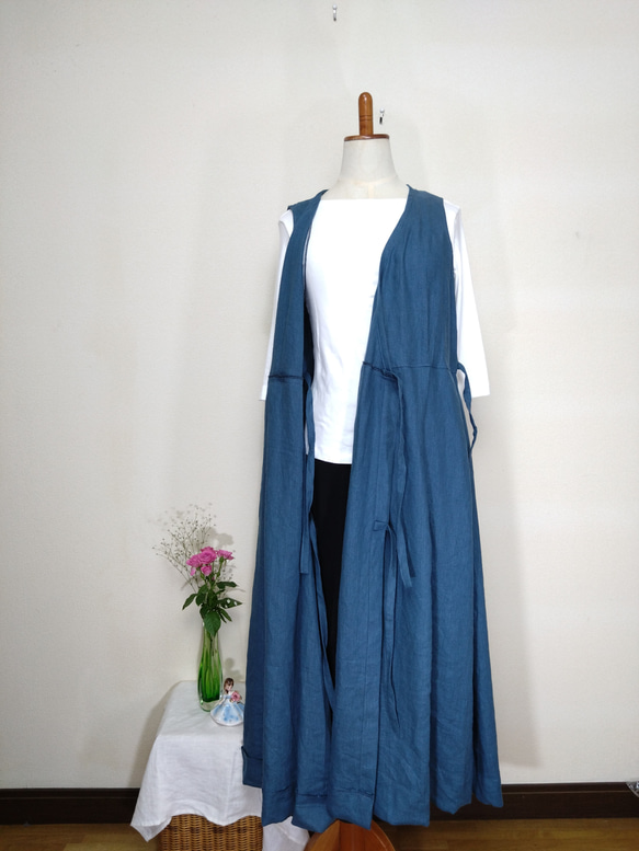 カシュクールジャンパースカート（S～Mサイズ、ブルー） 2枚目の画像