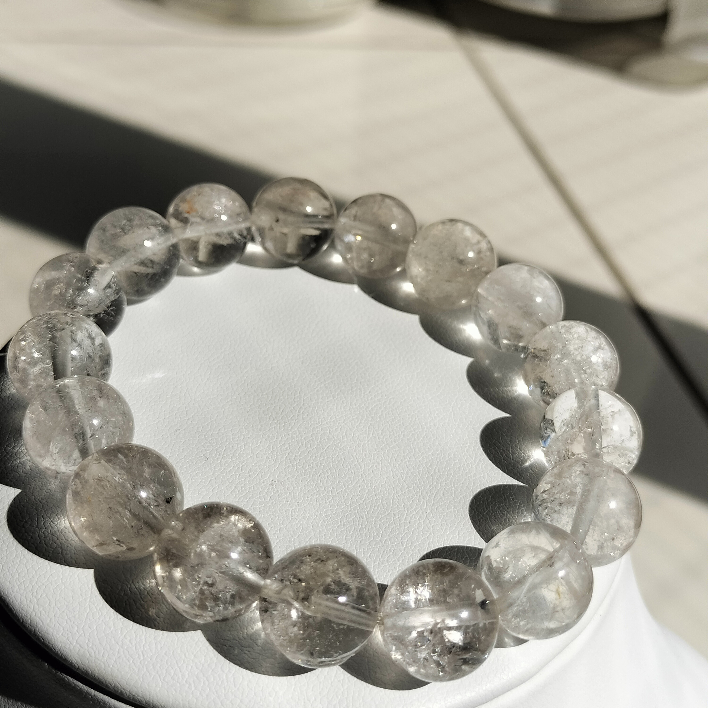カット入りヒマラヤ水晶ブレスレット ⬛︎ヒマラヤ水晶 多面カット ブレスレット 約14㎜ 天然石