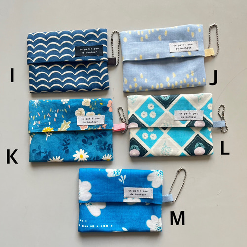 青系I~M ポケットティッシュケース うしろポケット＆チェーン付☆1500