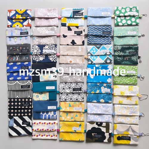青系I~M ポケットティッシュケース うしろポケット＆チェーン付☆1500