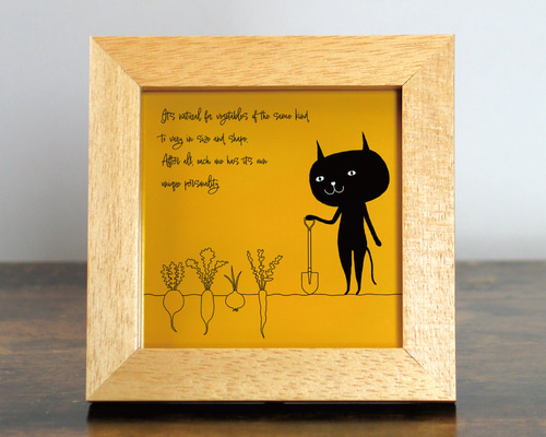 額付き】 北欧 ネコ 猫 絵 絵画 アート ポスター 黒猫 イラスト グッズ