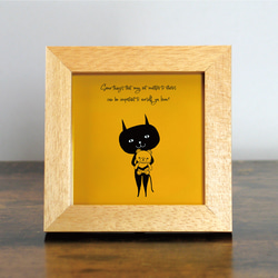 【額付き】 北欧　ネコ　猫　絵　絵画　アート　ポスター　黒猫　イラスト　グッズ　猫モチーフ　雑貨「ねこのひげ　0080」 1枚目の画像