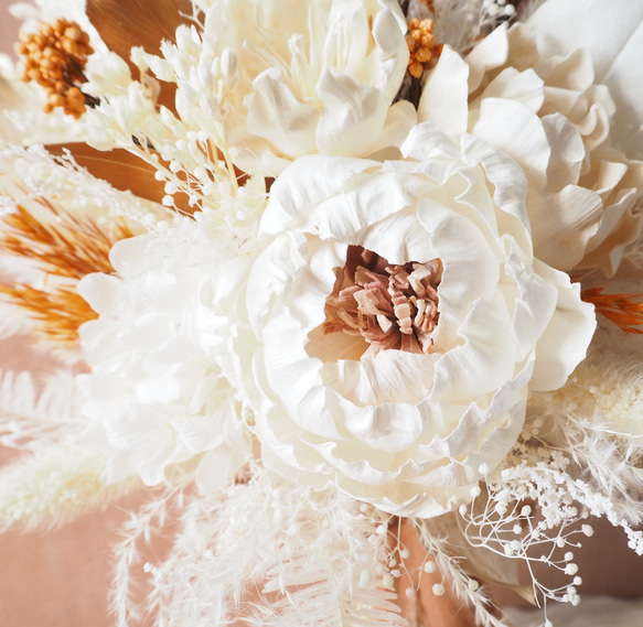 【受注制作】ウェディングブーケ　ブートニア　ヘッドドレス　花束　スワッグ　インテリア　結婚祝　前撮り　ギフト　お祝い 4枚目の画像