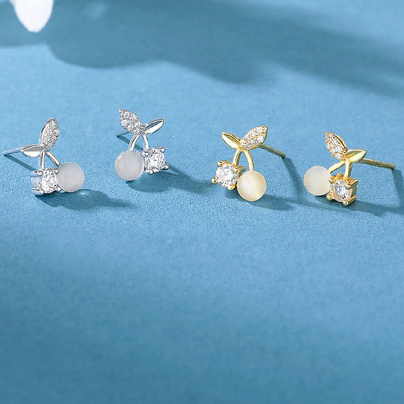 シルバー925 小ぶり さくらんぼ ピアス つけっぱなし 小さめ シルバー925 小ぶり さくらんぼ ピアス つけっぱなし 小さめ