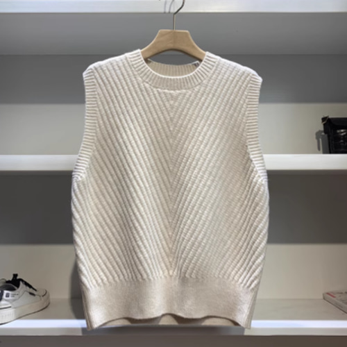 クルーネックニットベスト.カジュアルセーターベスト.レディース