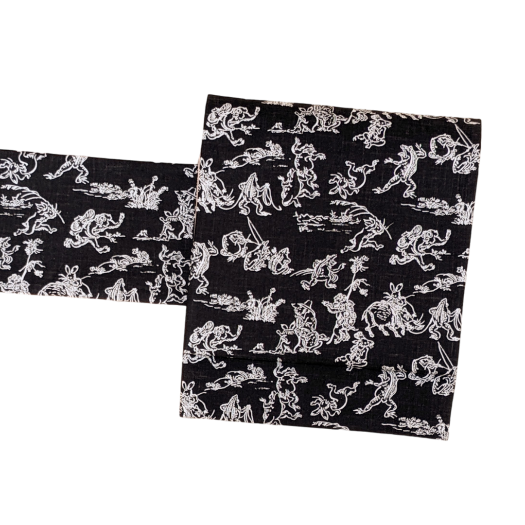 みおこ　名古屋帯　名古屋　帯　鳥獣戯画　仕立て品　新品未使用　夏帯