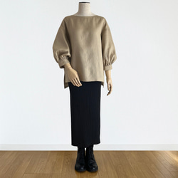 ボリューム袖ボートネック7分袖丈プルオーバー_リネン100%_Deep Orchid 10枚目の画像