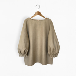 ボリューム袖ボートネック7分袖丈プルオーバー_リネン100%_Deep Orchid 3枚目の画像