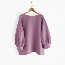 ボリューム袖ボートネック7分袖丈プルオーバー_リネン100%_Deep Orchid 1枚目の画像