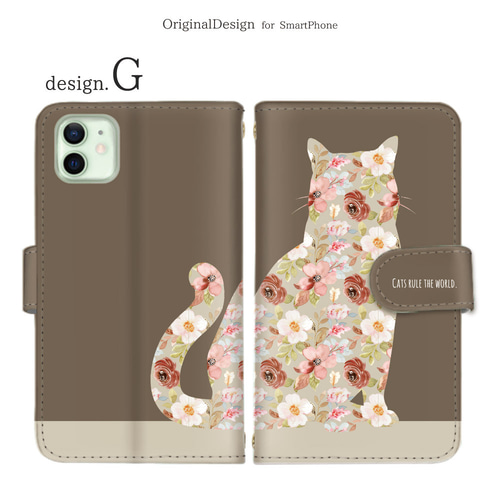 Society6  iPhoneケース 猫 花 アニマル 動物 iPhoneSE2 多機種対応 猫 ストラップ付 iPhoneケース 背面ガラス