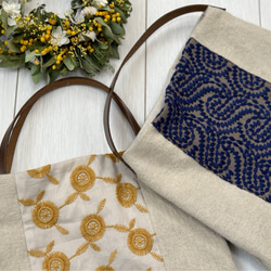 ラスト1★ 大人気の為再入荷！大人なペーズリー刺繍ミニトートバック　麻　グレー 8枚目の画像