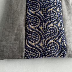 ラスト1★ 大人気の為再入荷！大人なペーズリー刺繍ミニトートバック　麻　グレー 3枚目の画像