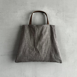 ラスト1★ 大人気の為再入荷！大人なペーズリー刺繍ミニトートバック　麻　グレー 4枚目の画像