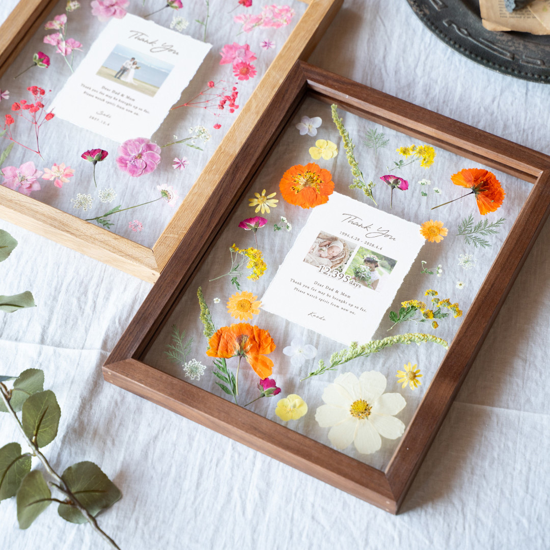 【新色追加♪】【子育て感謝状】押し花フレーム【両親贈呈品・還暦祝い・結婚記念】