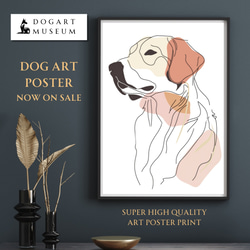 【犬と線 - ゴールデンレトリバー犬 No.1】モダンアートポスター ラインアート 犬の絵 犬の絵画 犬のイラスト 1枚目の画像