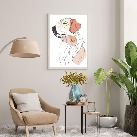 【犬と線 - ゴールデンレトリバー犬 No.1】モダンアートポスター ラインアート 犬の絵 犬の絵画 犬のイラスト 7枚目の画像