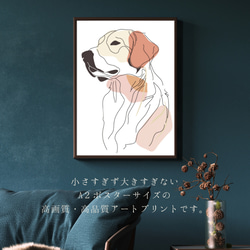 【犬と線 - ゴールデンレトリバー犬 No.1】モダンアートポスター ラインアート 犬の絵 犬の絵画 犬のイラスト 2枚目の画像