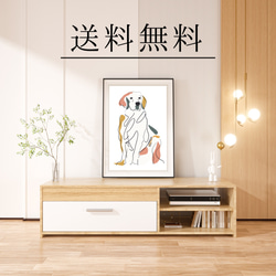 【犬と線 - ゴールデンレトリバー犬 No.2】モダンアートポスター ラインアート 犬の絵 犬の絵画 犬のイラスト 4枚目の画像
