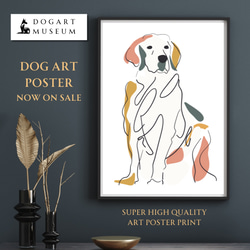 【犬と線 - ゴールデンレトリバー犬 No.2】モダンアートポスター ラインアート 犬の絵 犬の絵画 犬のイラスト 1枚目の画像