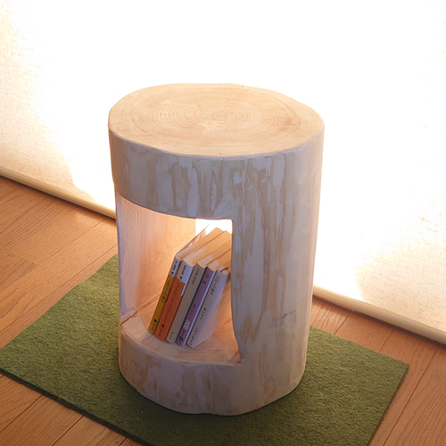 丸太スツール丸太サイドテーブルくり抜きヒノキ