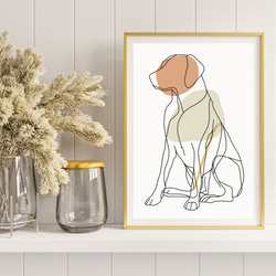 【犬と線 - ラブラドールレトリバー犬 No.3】モダンアートポスター ラインアート 犬の絵 犬の絵画 犬のイラスト 8枚目の画像