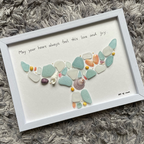 シーグラス ホエールテール シーグラスアート 春 貝殻 インテリア雑貨