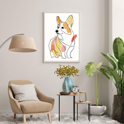 コーギー ウェルシュコーギー 犬 犬の絵 原画 絵画 鉛筆画 手描き