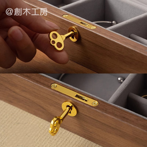 木製ジュエリーボックス イヤリング 腕時計 ネックレス 指輪