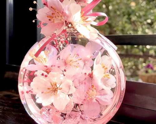 桜ハーバリウム ネコ瓶 Mサイズ ハーバリウム・植物標本 nekonote_mie