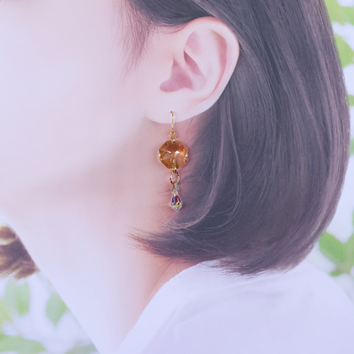 スワロフスキー★ゴールドピアス シズク型 SWAROVSKI - スワロフスキー ピアス 雫 しずく ゴールド