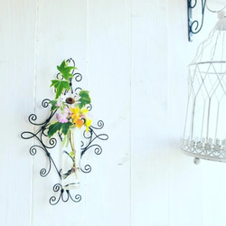 送料無料【手作りキット】花瓶付き壁掛け　アイアン風　ワイヤーアート　クラフト　中級レベル 4枚目の画像